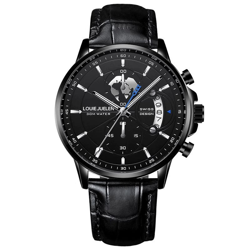 Reloj Luminoso de cuero con tres esferas