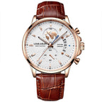 Reloj Luminoso de cuero con tres esferas