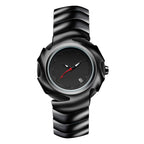 Reloj de Vanguardia: Diseño Escultórico en Acero con Esfera Minimalista.
