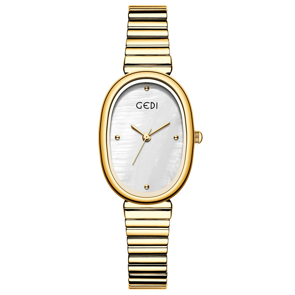 Reloj con correa de acero ovalada