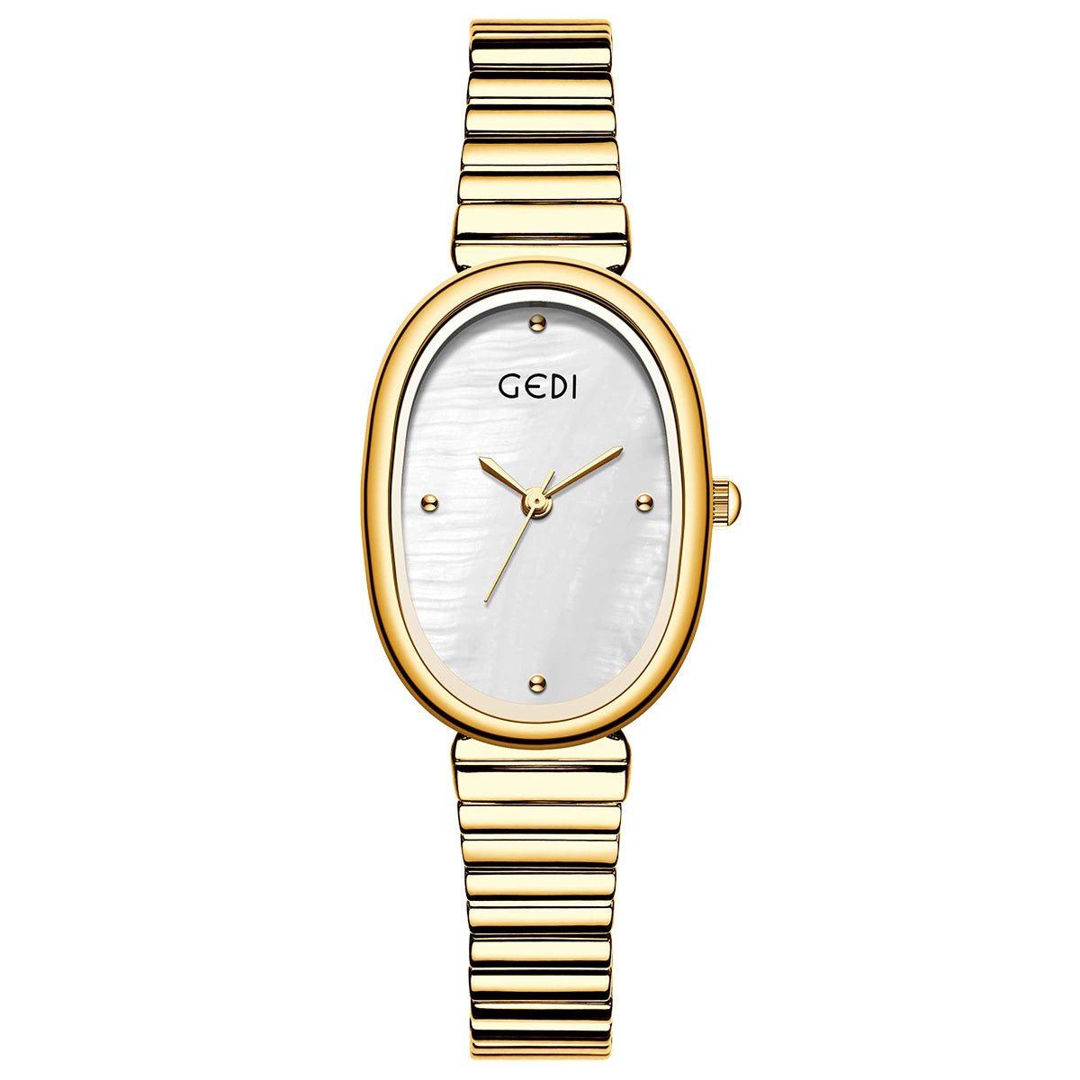 Reloj con correa de acero ovalada