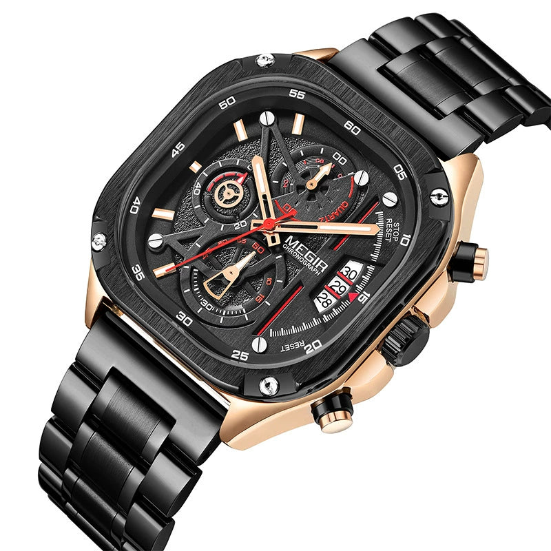 Reloj para hombre, cronógrafo multifunción de 6 agujas