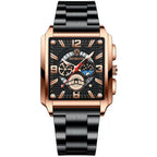 Reloj deportivo multifuncional dorado con calendario cuadrado