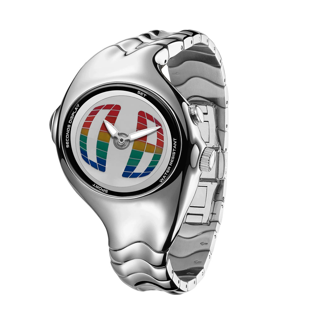 Reloj Millennium Retro Y2K: Diseño Asimétrico de Doble Pantalla