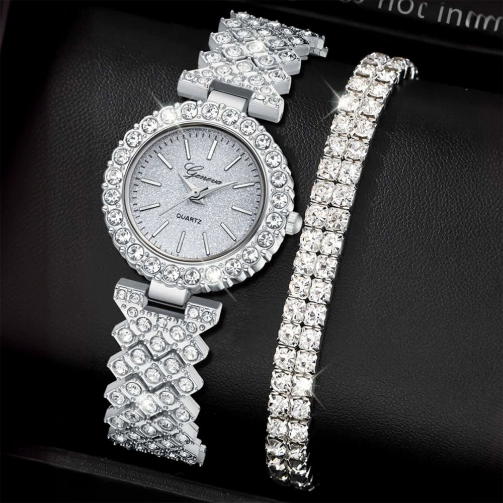 Set de joyería para mujer que incluye reloj de cuarzo y pulsera a juego