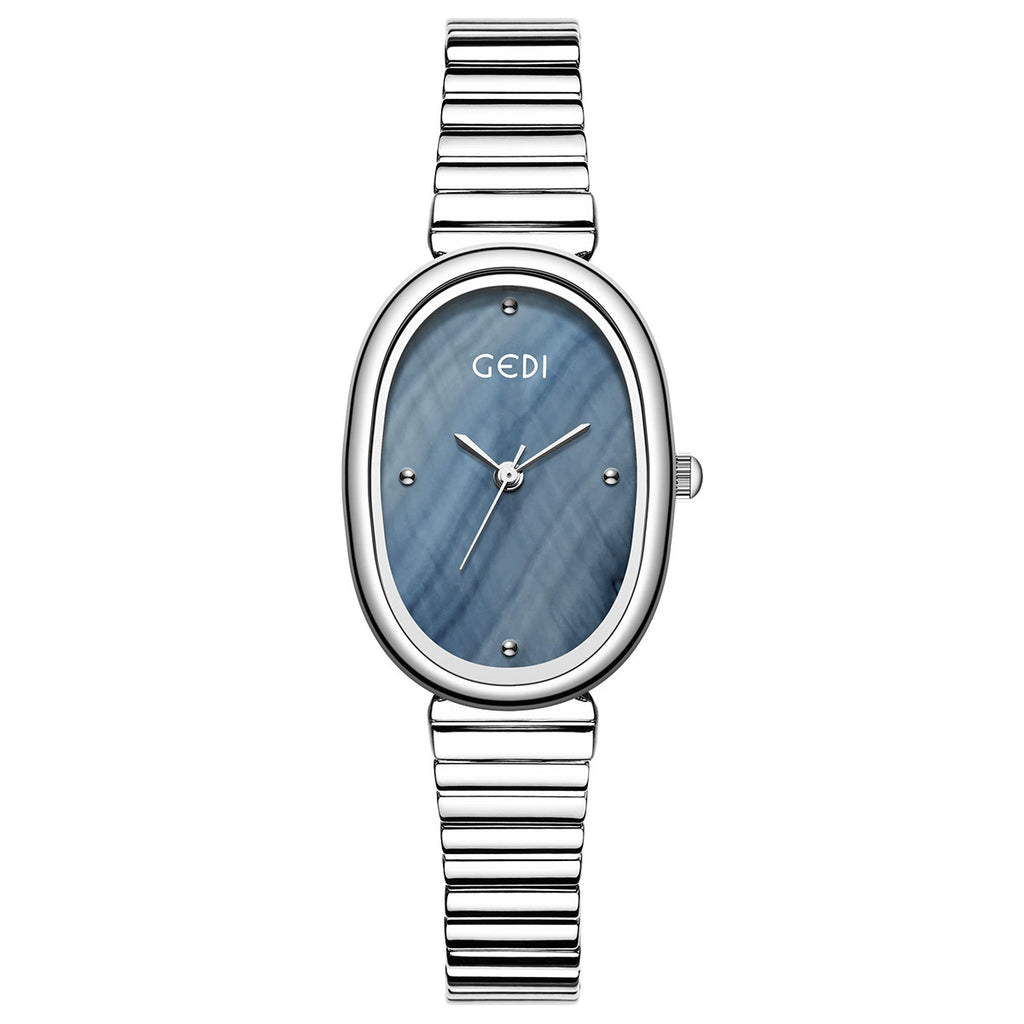 Reloj con correa de acero ovalada