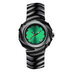 Reloj de Vanguardia: Diseño Escultórico en Acero con Esfera Minimalista.