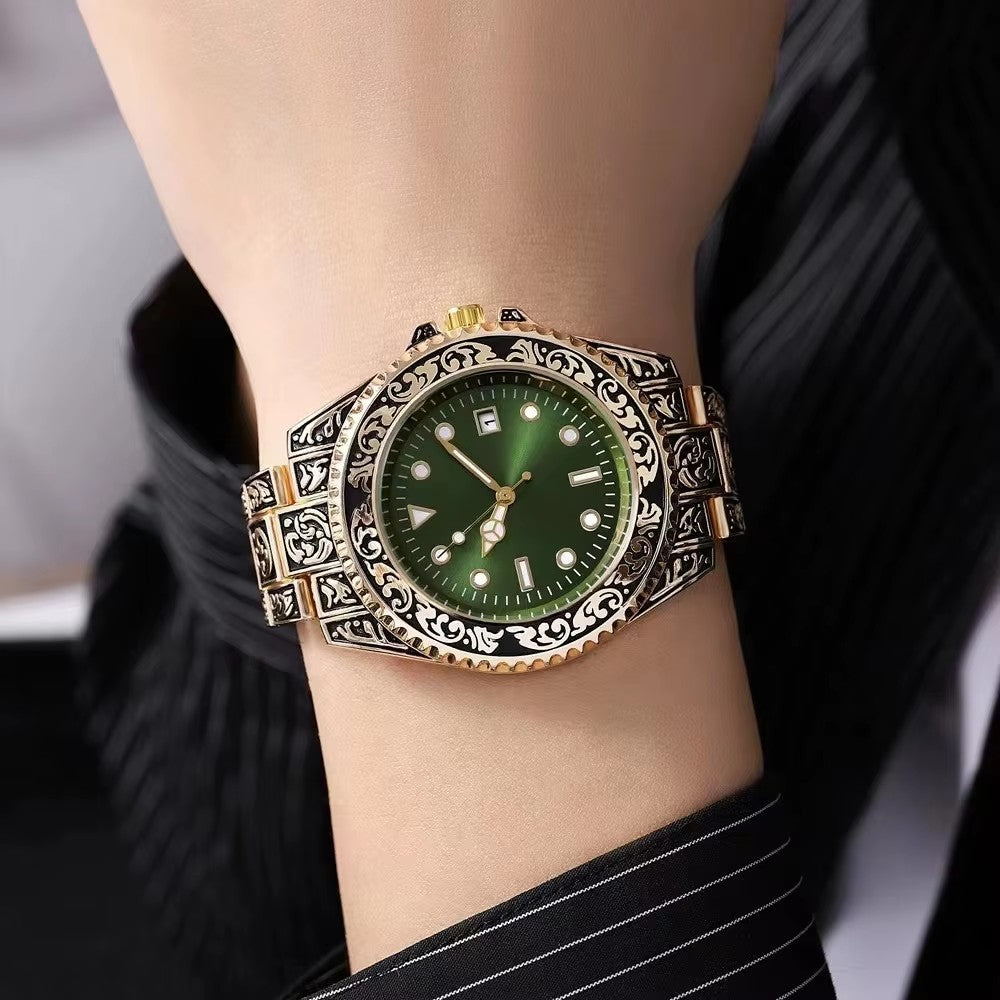 Reloj de Moda Unisex Estilo Vintage Dorado 1181