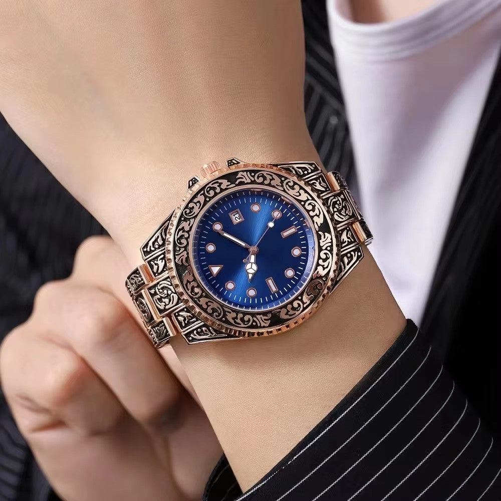 Reloj de Moda Unisex Estilo Vintage Dorado 1181