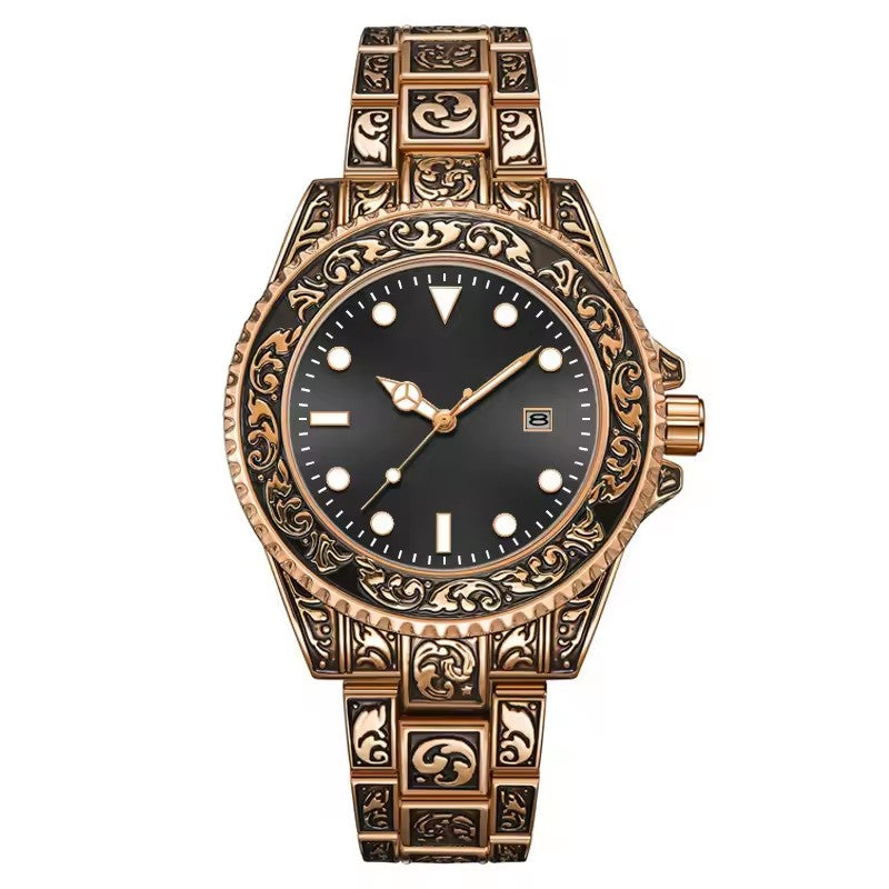 Reloj de Moda Unisex Estilo Vintage Dorado 1181