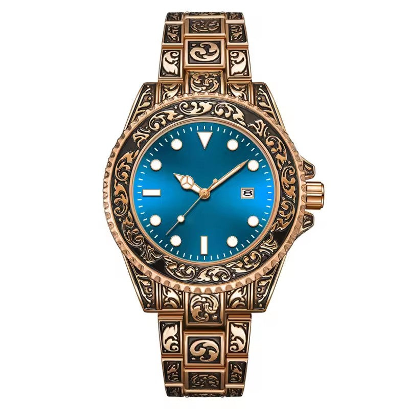 Reloj de Moda Unisex Estilo Vintage Dorado 1181