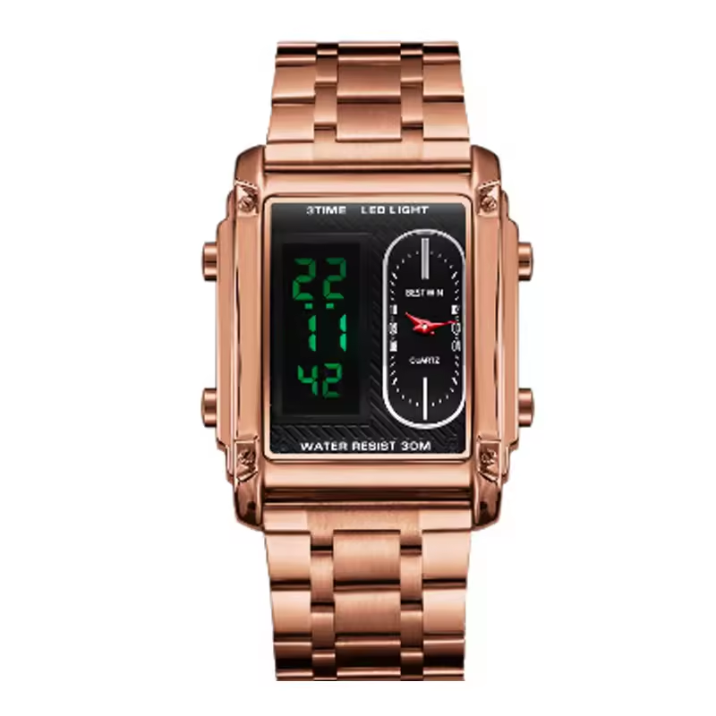 BESTWIN 126 Reloj de Cuarzo Unisex con Correa de Acero Inoxidable
