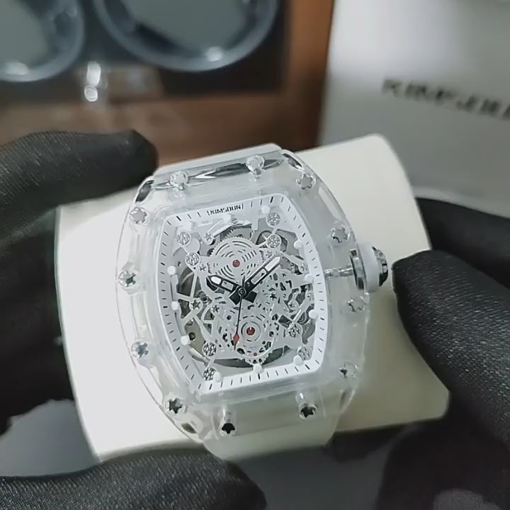 Reloj transparente impermeable hombres a la moda